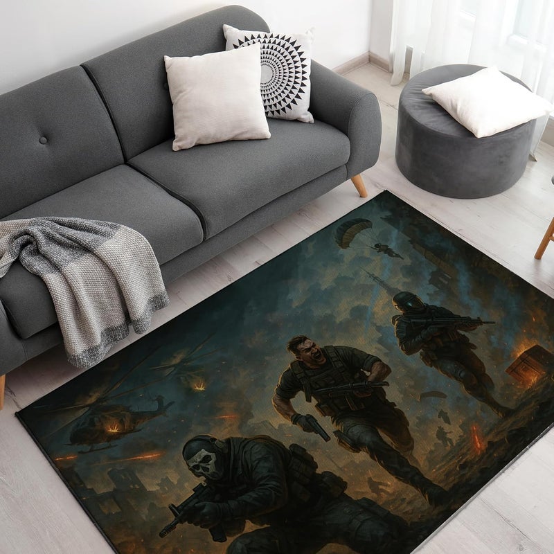 DreamController C. O. D. Warzonne Custom Rugs for Gamer Room (62x40inch)| Playroom Carpets Inspired by Games & C. O. D. Warzonne Decor for Gamers | Gamer Room Decor for Kids Teen Anti-Slip Gaming Mats - Image 1